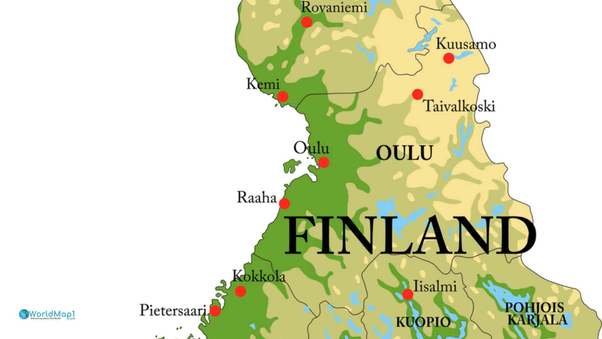 English Finland Map